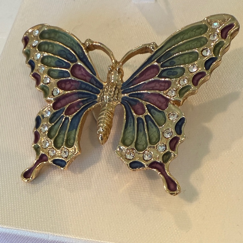 Vintage Gold, Purple, Green Butterfly Pin Brooch